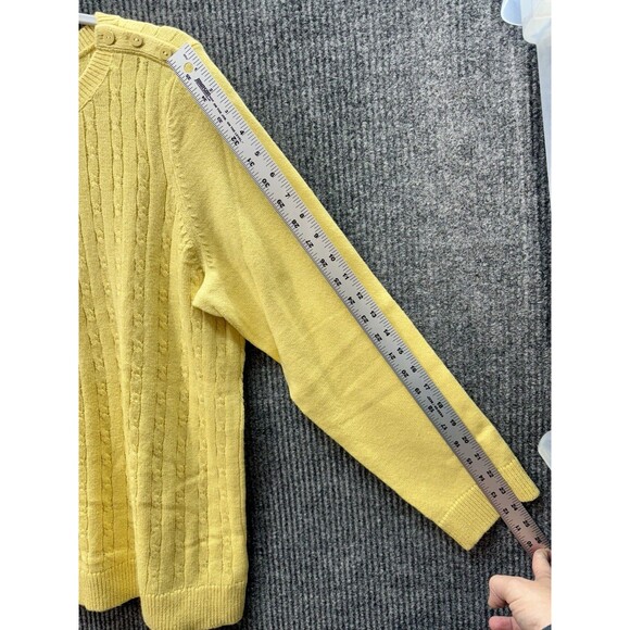 Talbots Button Shoulder Sweater Top Womens 2X Yellow Cable Knit Crewneck NWOT - Picture 7 of 8